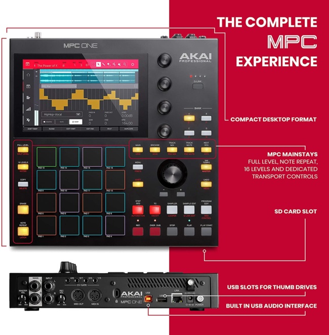 Akai Professional MPC One – Drum Machine, Sampler & MIDI Controller with Beat Pads, Synth Engines, Standalone Operation and Touch Display slots