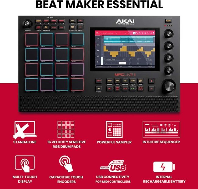 АKAI Professional MPC Live II – Battery Powered Drum Machine and Sampler With Built in Speakers, Beat Pads, Synth Engines and Touch Display review